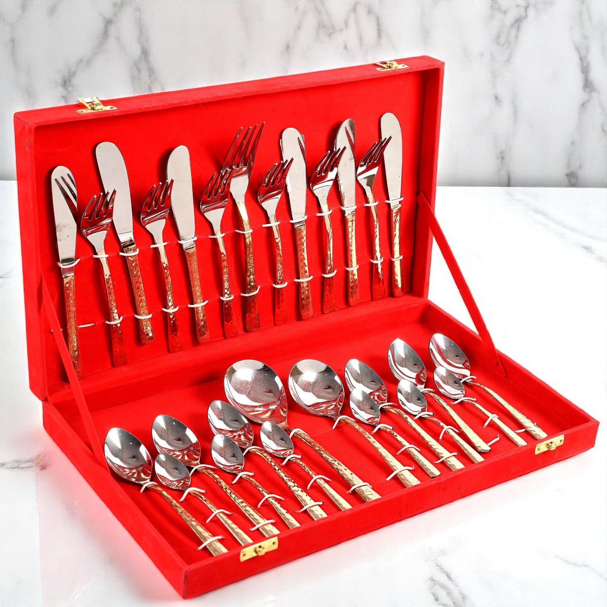 Pure Copper Steel Hammered Cutlery Set for 6 People - CROCKERY WALA AND COMPANY