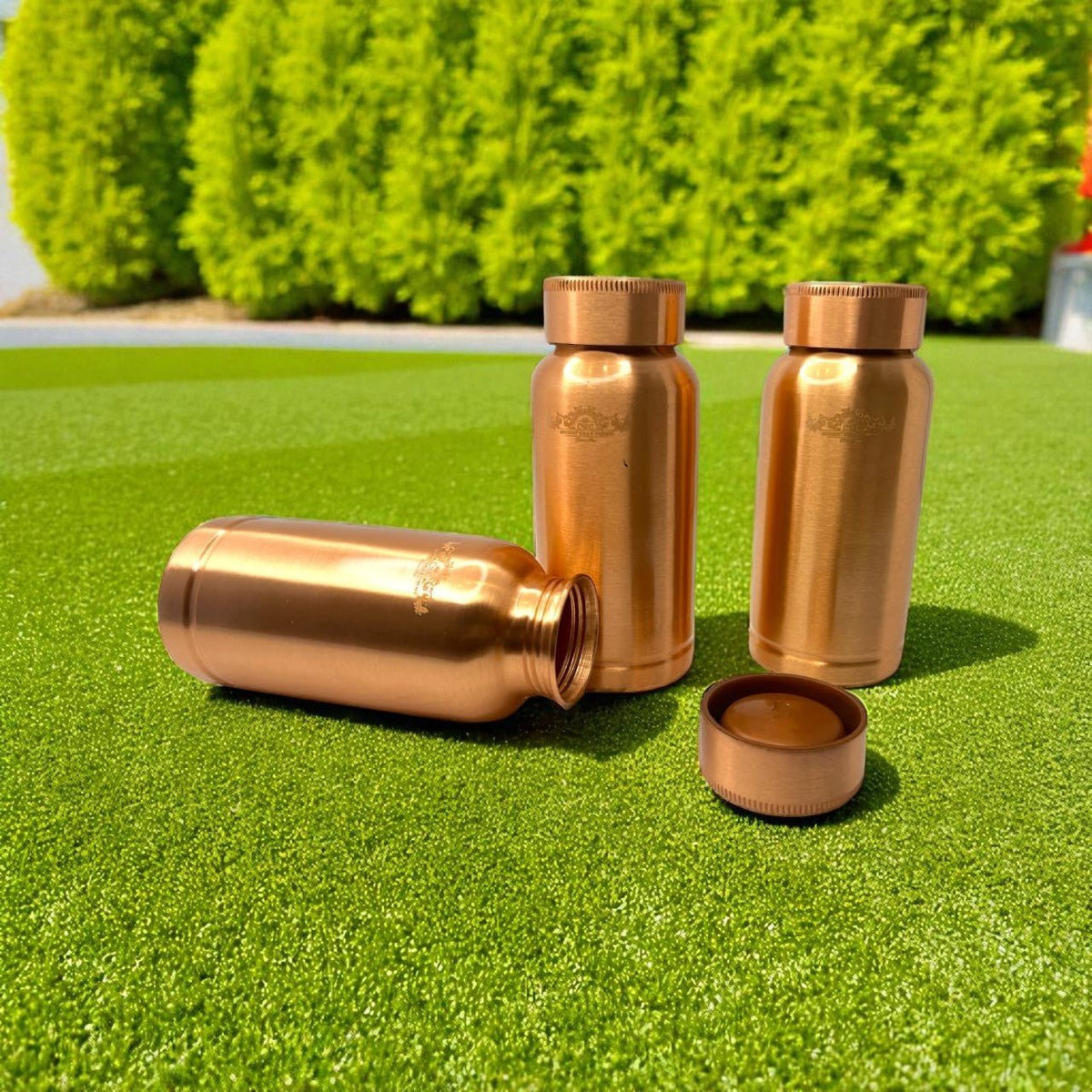 Pure Copper Water Bottle Set Of Three 500ml Each Gift Box - CROCKERY WALA AND COMPANY
