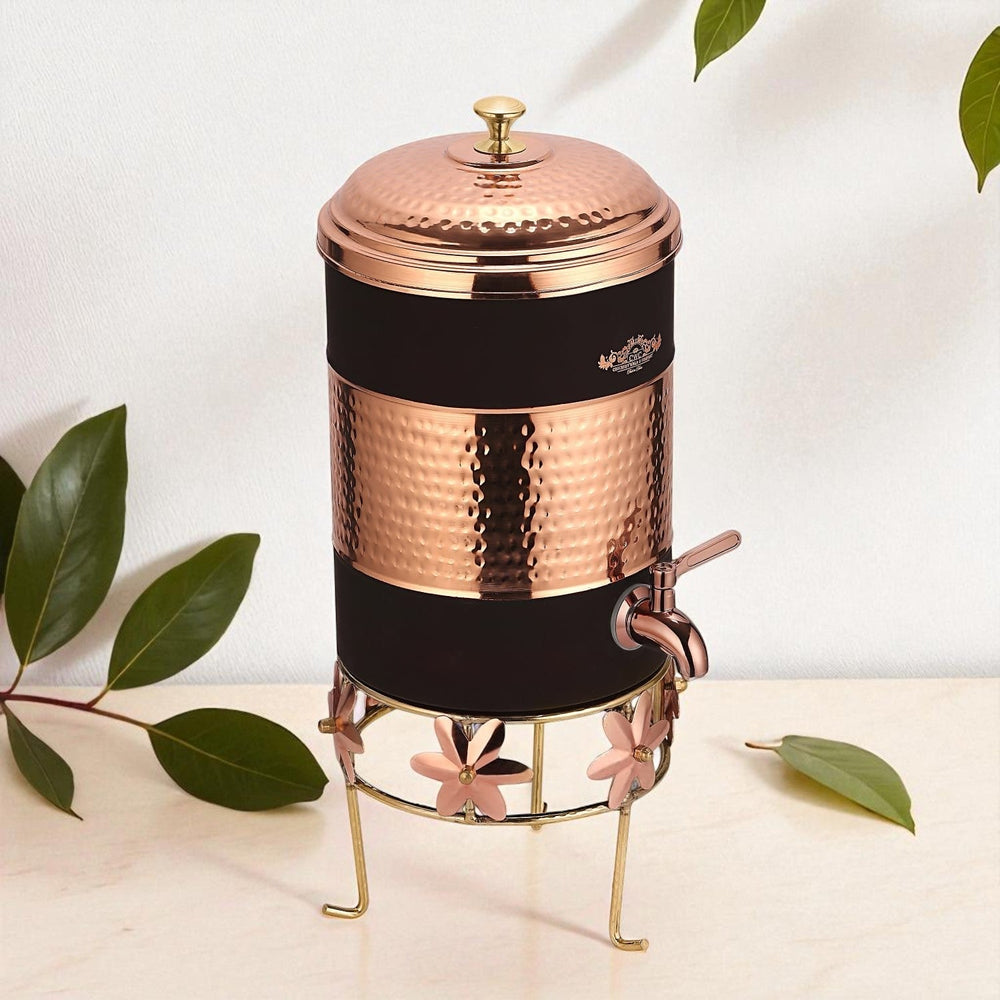 Pure Copper Water Dispenser 7 Litres With Stand Designer - CROCKERY WALA AND COMPANY