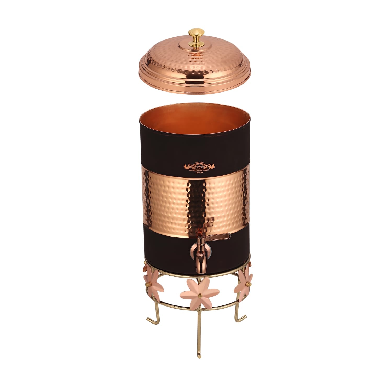 Pure Copper Water Dispenser 7 Litres With Stand Designer - CROCKERY WALA AND COMPANY