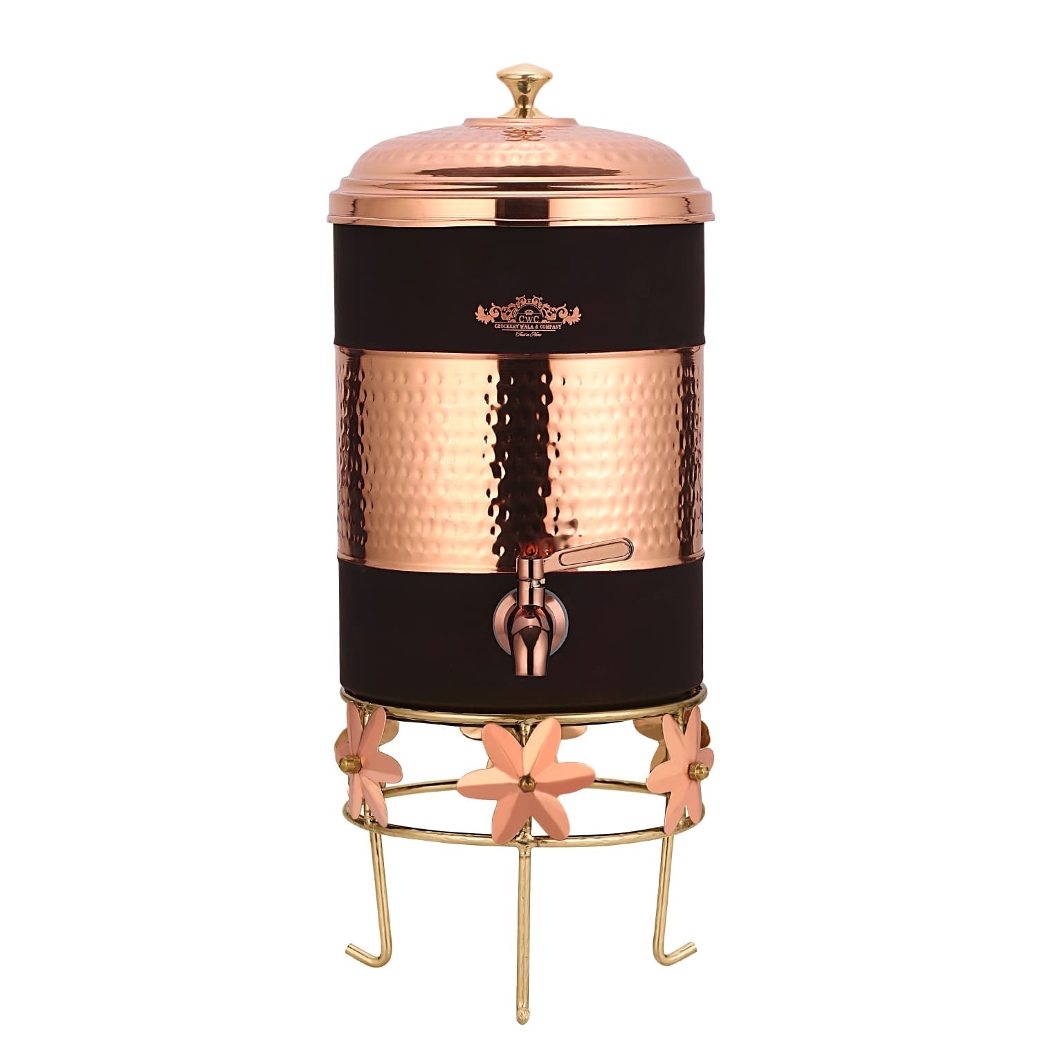Pure Copper Water Dispenser 7 Litres With Stand Designer - CROCKERY WALA AND COMPANY