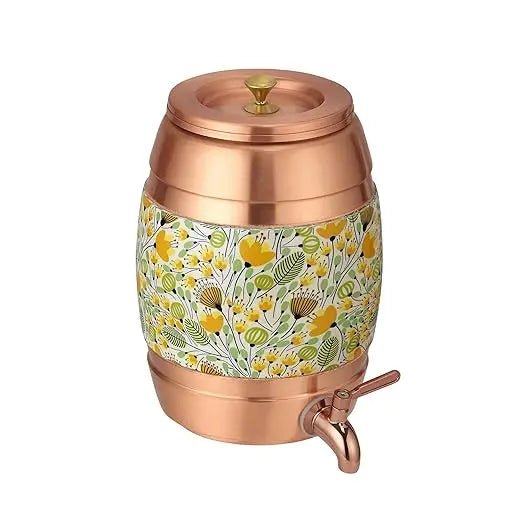 Pure Copper Water Dispenser Cooler by Crockery Wala Yellow - CROCKERY WALA AND COMPANY