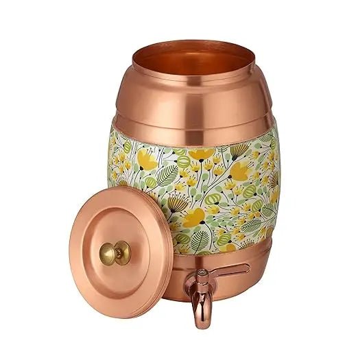 Pure Copper Water Dispenser Cooler by Crockery Wala Yellow - CROCKERY WALA AND COMPANY