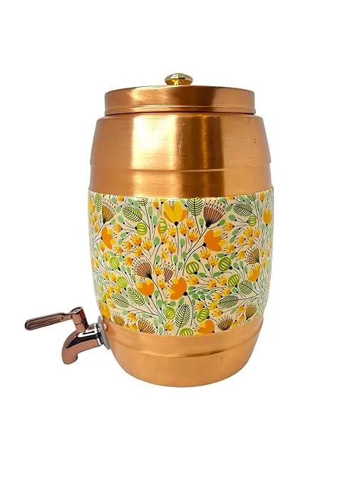 Pure Copper Water Dispenser Cooler by Crockery Wala Yellow - CROCKERY WALA AND COMPANY