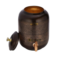 Pure Copper Water Pot Matka Dispenser With Tap Antique Finish - CROCKERY WALA AND COMPANY