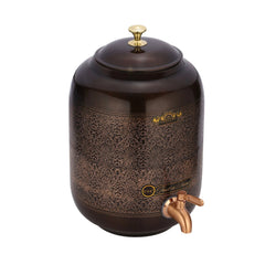 Pure Copper Water Pot Matka Dispenser With Tap Antique Finish - CROCKERY WALA AND COMPANY