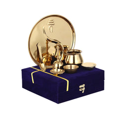 PVD GOLD POOJA THALI SET STEEL - CROCKERY WALA AND COMPANY