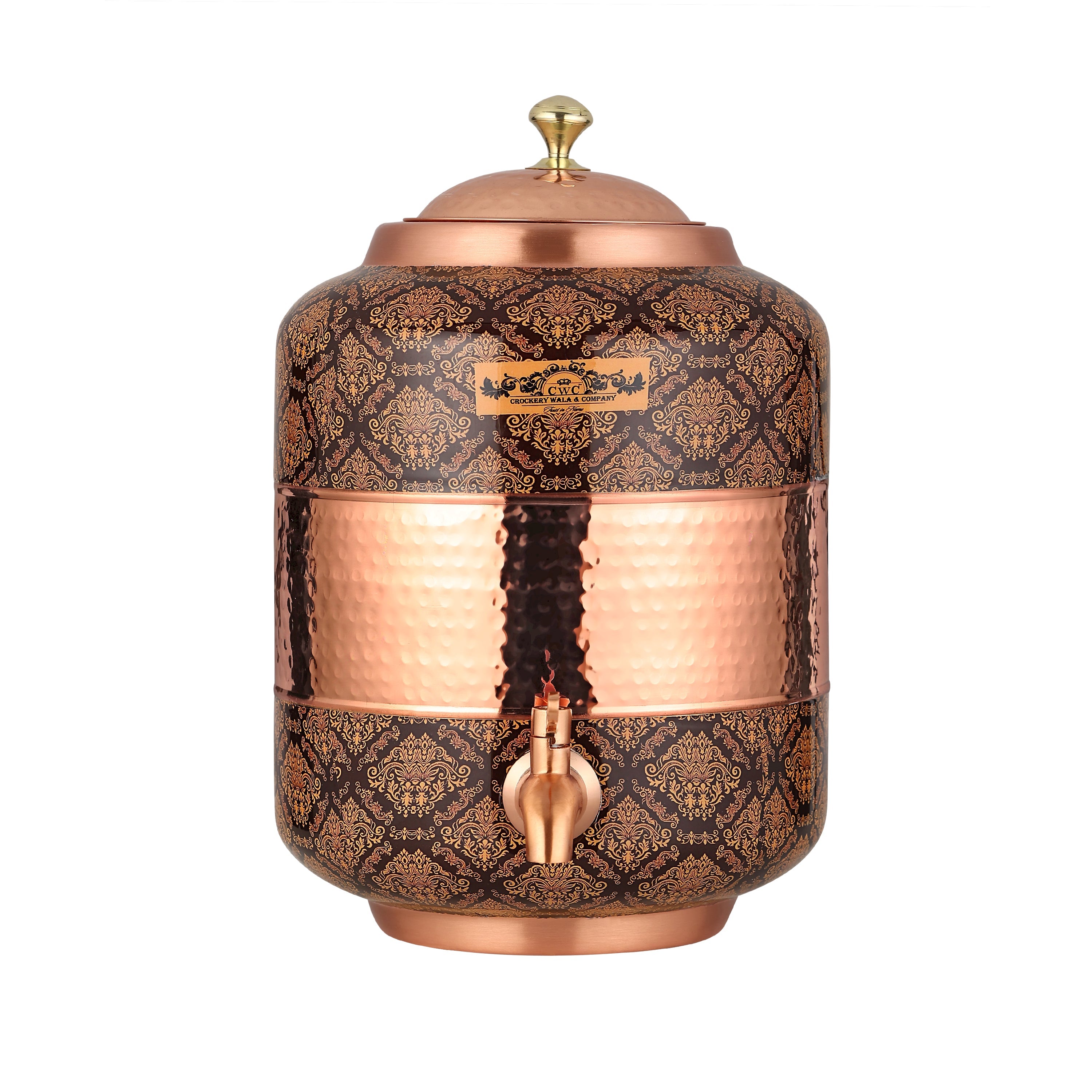 Pure Copper Dispenser Meena Finish Designer 8 litres CROCKERY WALA AND COMPANY