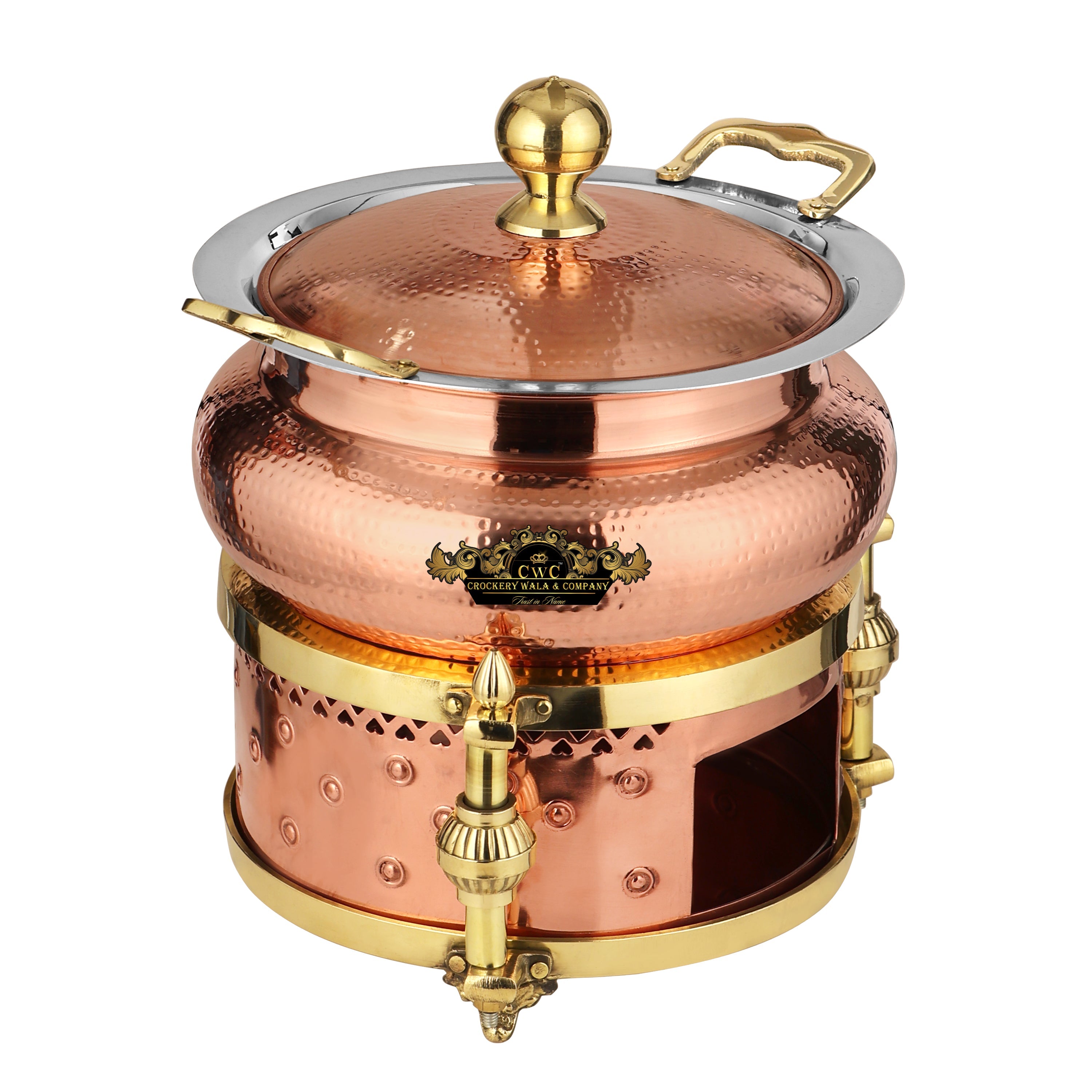 Crockery Wala And Company Copper Steel Chaffing Dish 6 Liters Crockery Wala And Company