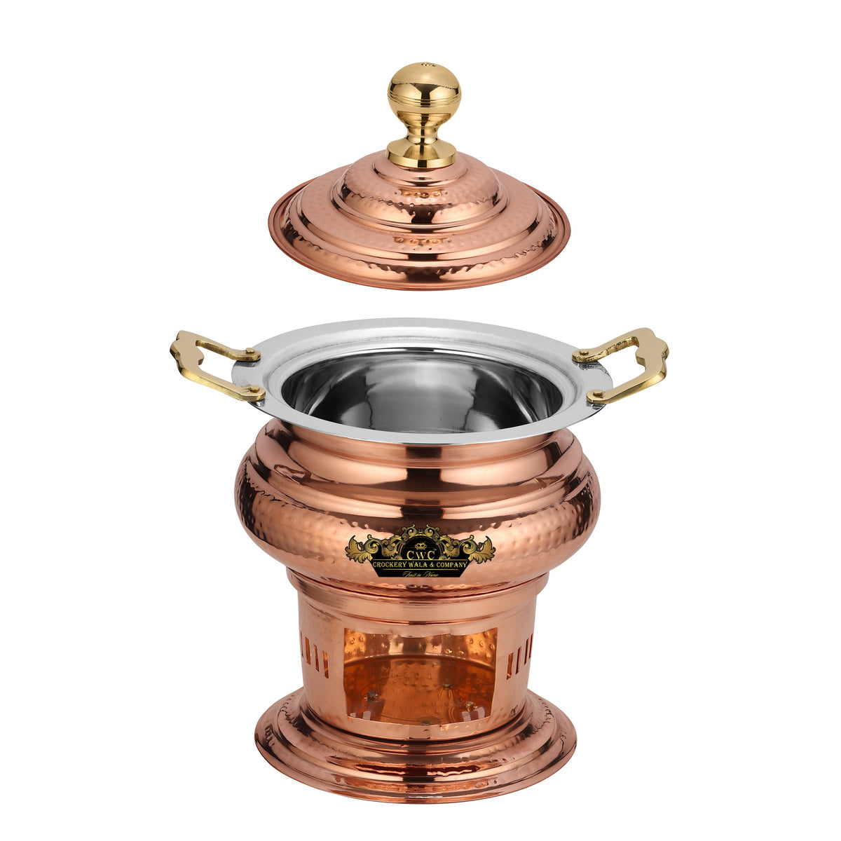 Crockery Wala Copper Steel Chaffing Dish 3 Litres Capacity Crockery Wala And Company