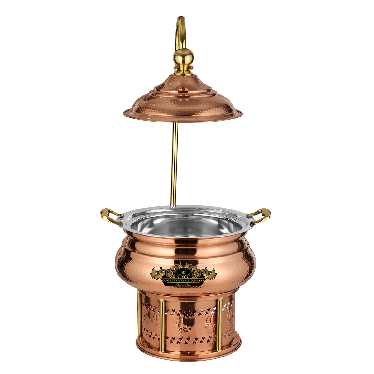 Crockery Wala And Company Copper Steel Chaffing Dish 4 Liters Crockery Wala And Company