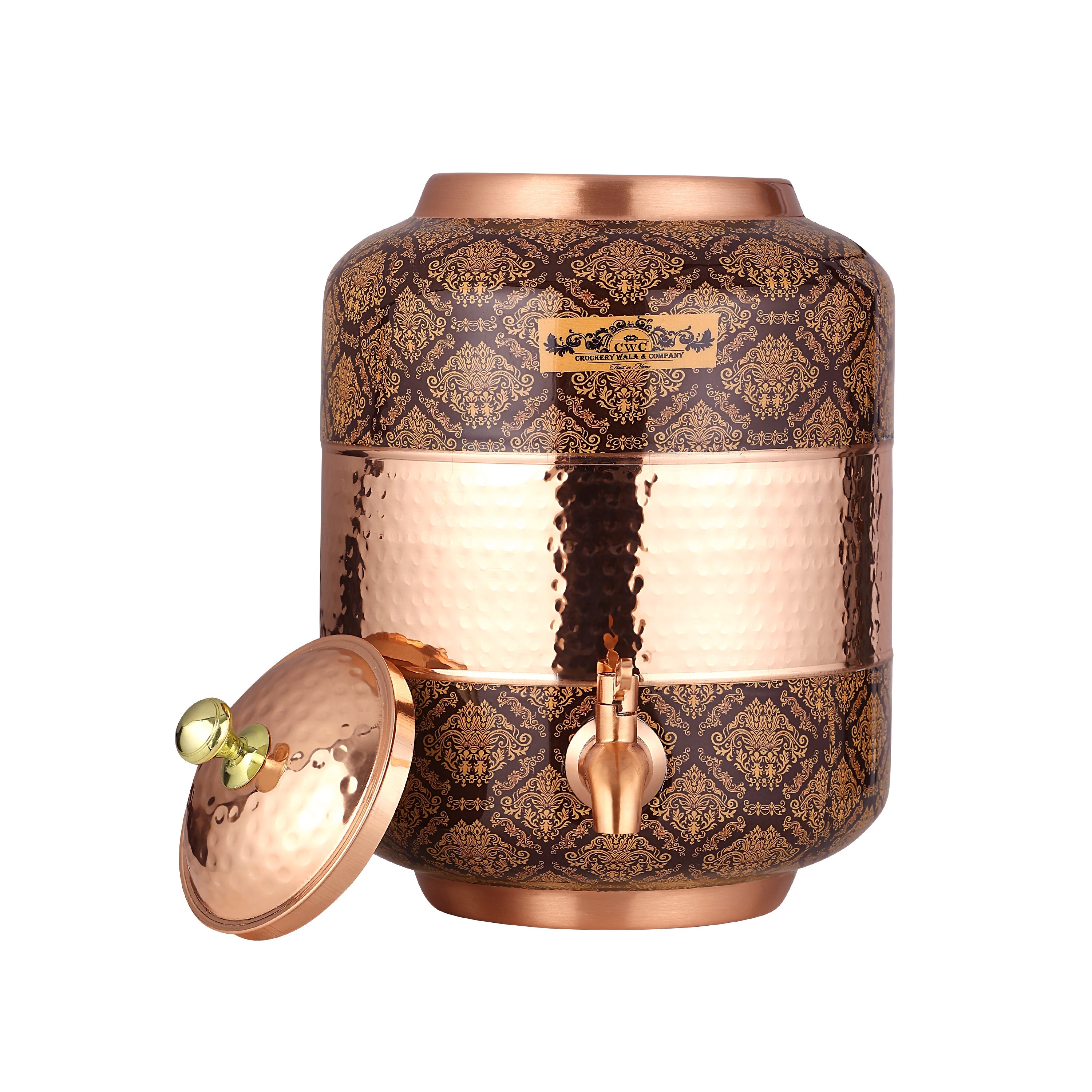 Pure Copper Dispenser Meena Finish Designer 8 litres CROCKERY WALA AND COMPANY