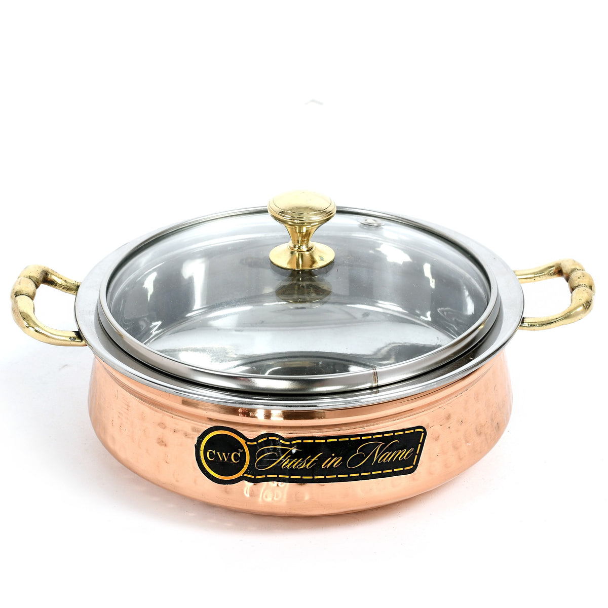 Copper Handi For Serving Royal Look With Glass Cover Bowl