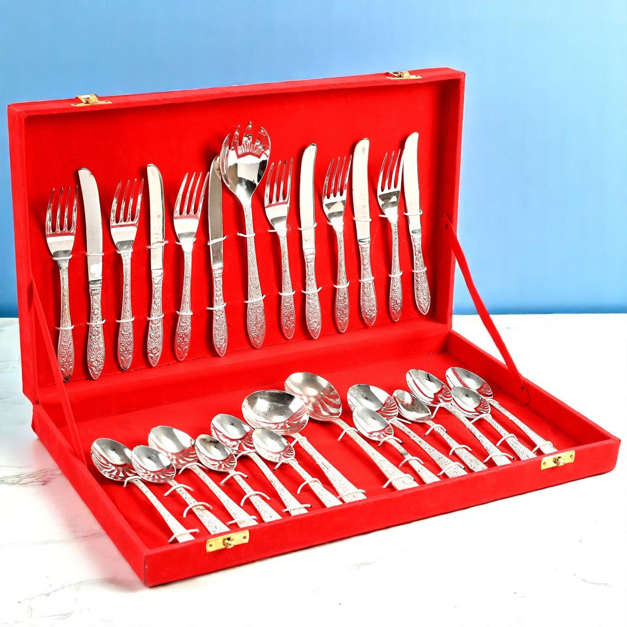 Pure Silver Cutlery Set For Gifting & Dining 27 Pcs CROCKERY WALA AND COMPANY