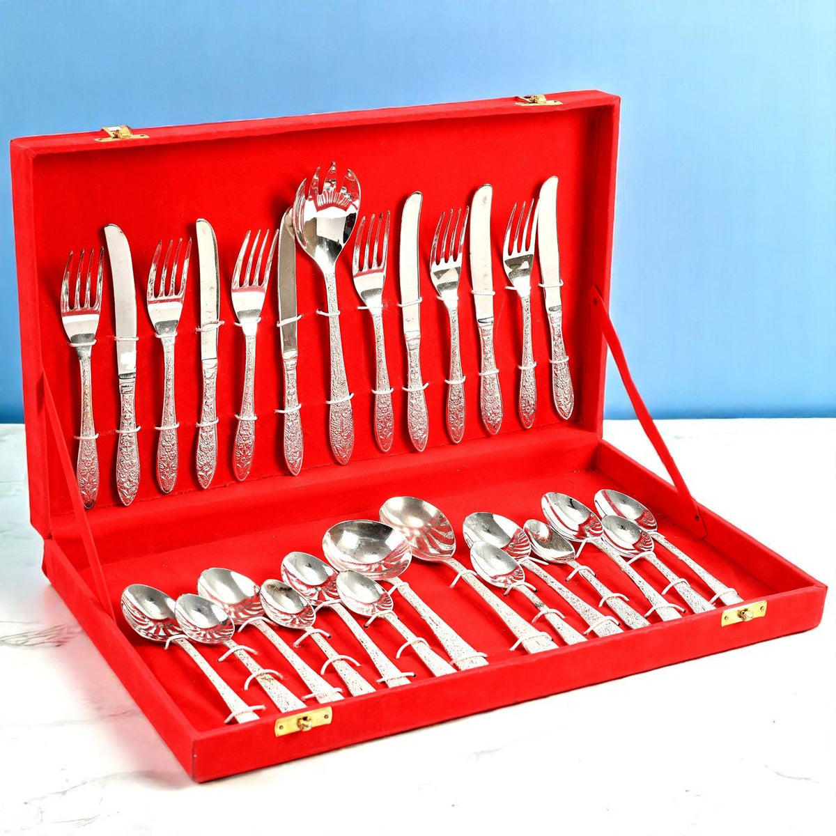Pure Silver Cutlery Set For Gifting & Dining 27 Pcs CROCKERY WALA AND COMPANY