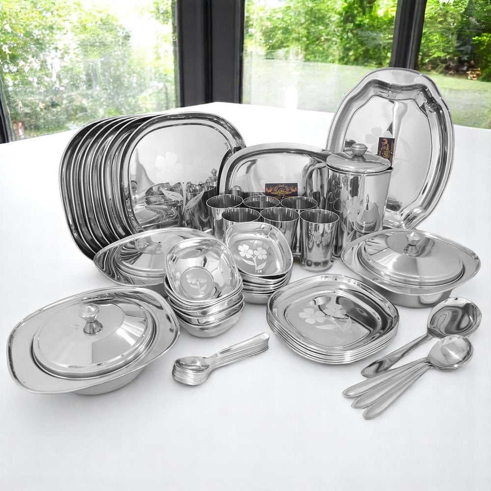 CROCKERY WALA AND COMPANY Laser Stainless Steel Dinner Set crockerywala.com