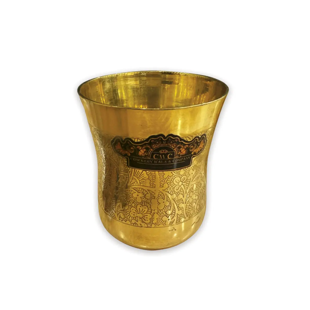 Brass Glass Tumbler Curve Itching Design - CROCKERY WALA AND COMPANY 