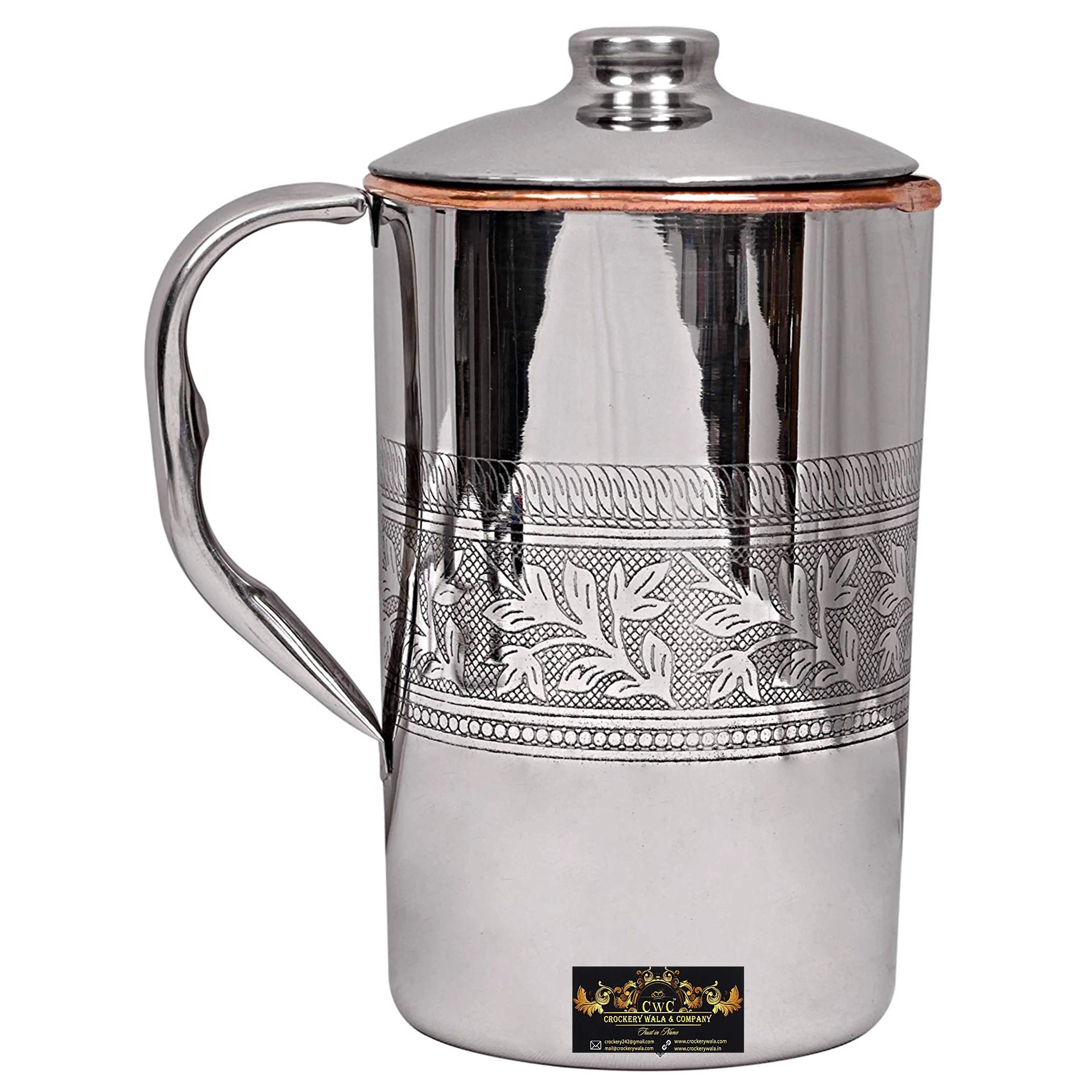 Copper Jug With Steel Outside Etching Design - CROCKERY WALA AND COMPANY 