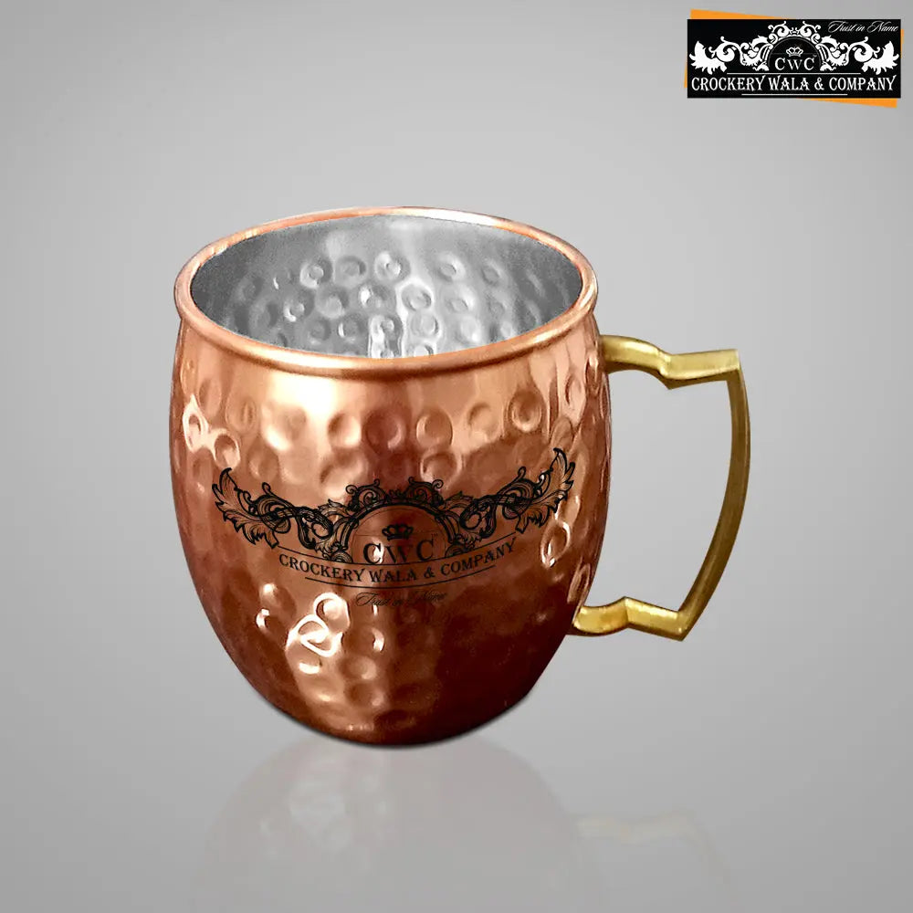 CROCKERY WALA AND COMPANY Jointless 16 Ltr Copper Water Dispenser and 4 Hammered Barrel Mugs - CROCKERY WALA AND COMPANY 