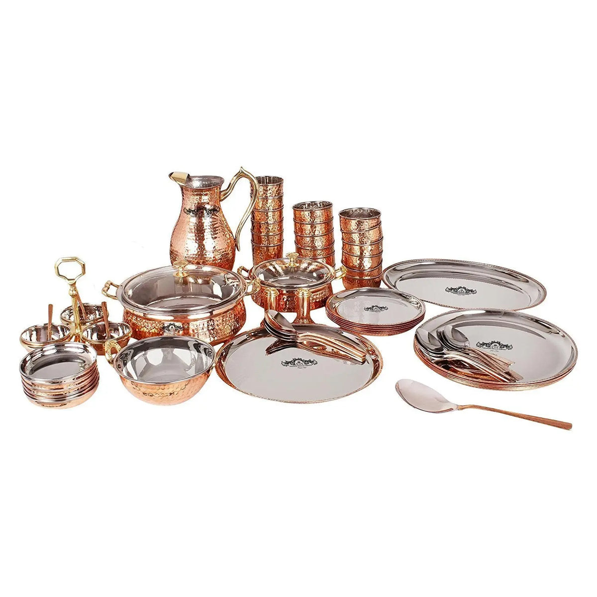 Pure Copper Dinner Set 63 pcs Maharaja Look CROCKERY WALA AND CROCKERY WALA AND COMPANY