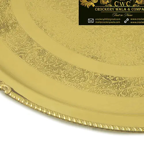 Crockery Wala And Company Brass Serving Tray Plate Oval Brass Tray For Serving Kitchenware Dinnerware - CROCKERY WALA AND COMPANY 