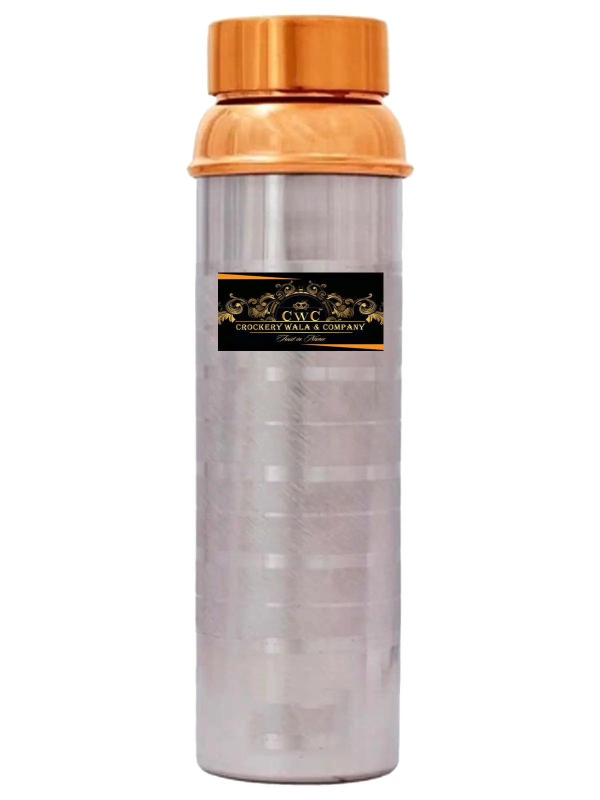 Copper Steel Water Bottle Double Wall Silver Touch Finish - CROCKERY WALA AND COMPANY 