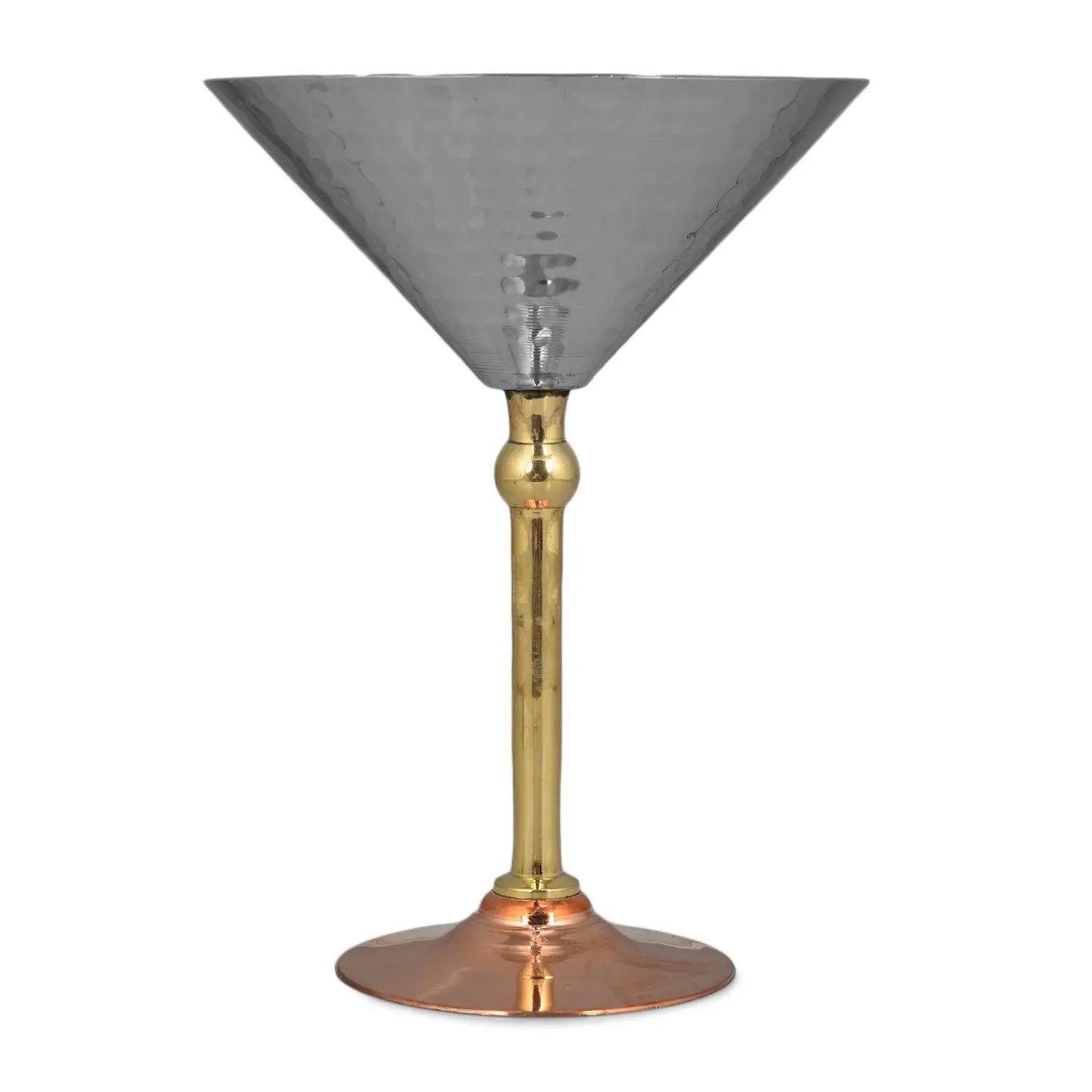 Crockery Wala And Company Steel Hammered Martini Glass Martini Glass With Copper Brass Stand - CROCKERY WALA AND COMPANY 