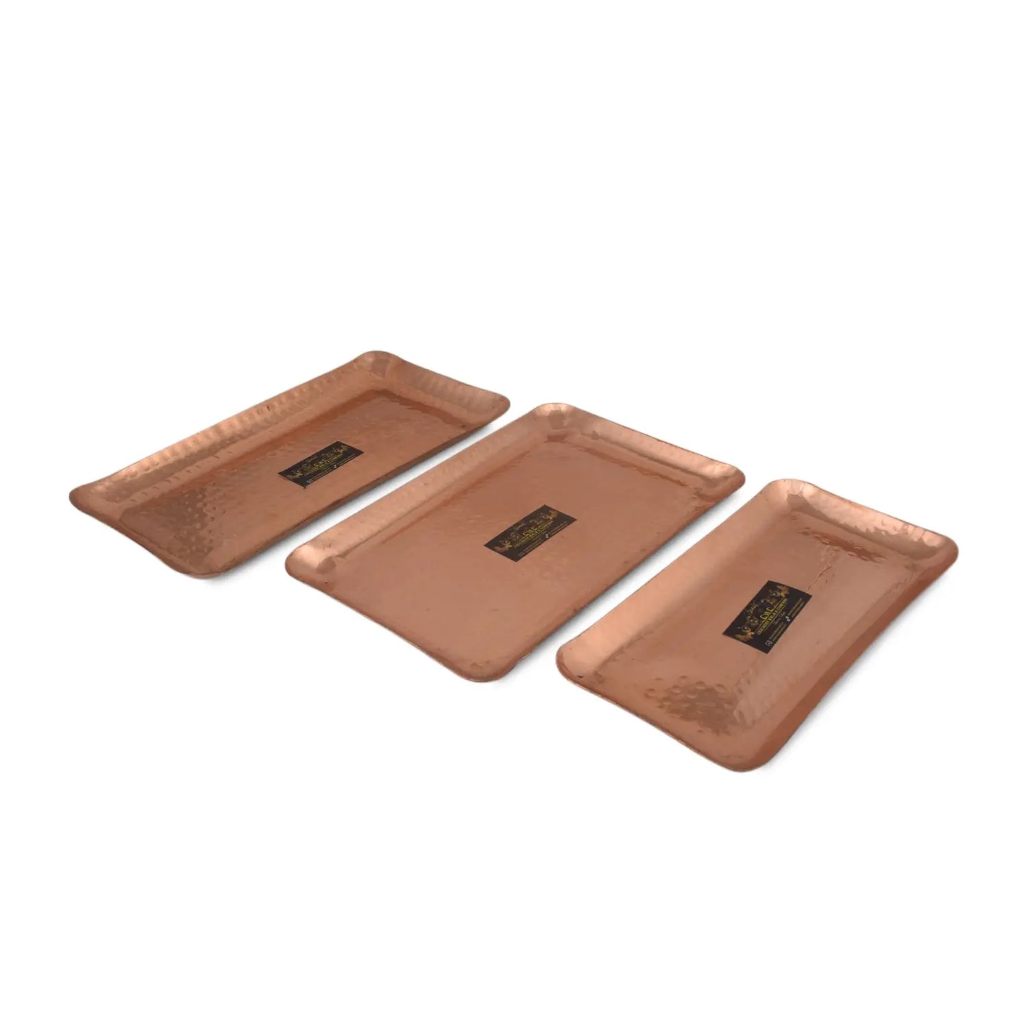 Pure Copper Tray, Platter, Plate Rectangle Hammered - CROCKERY WALA AND COMPANY 