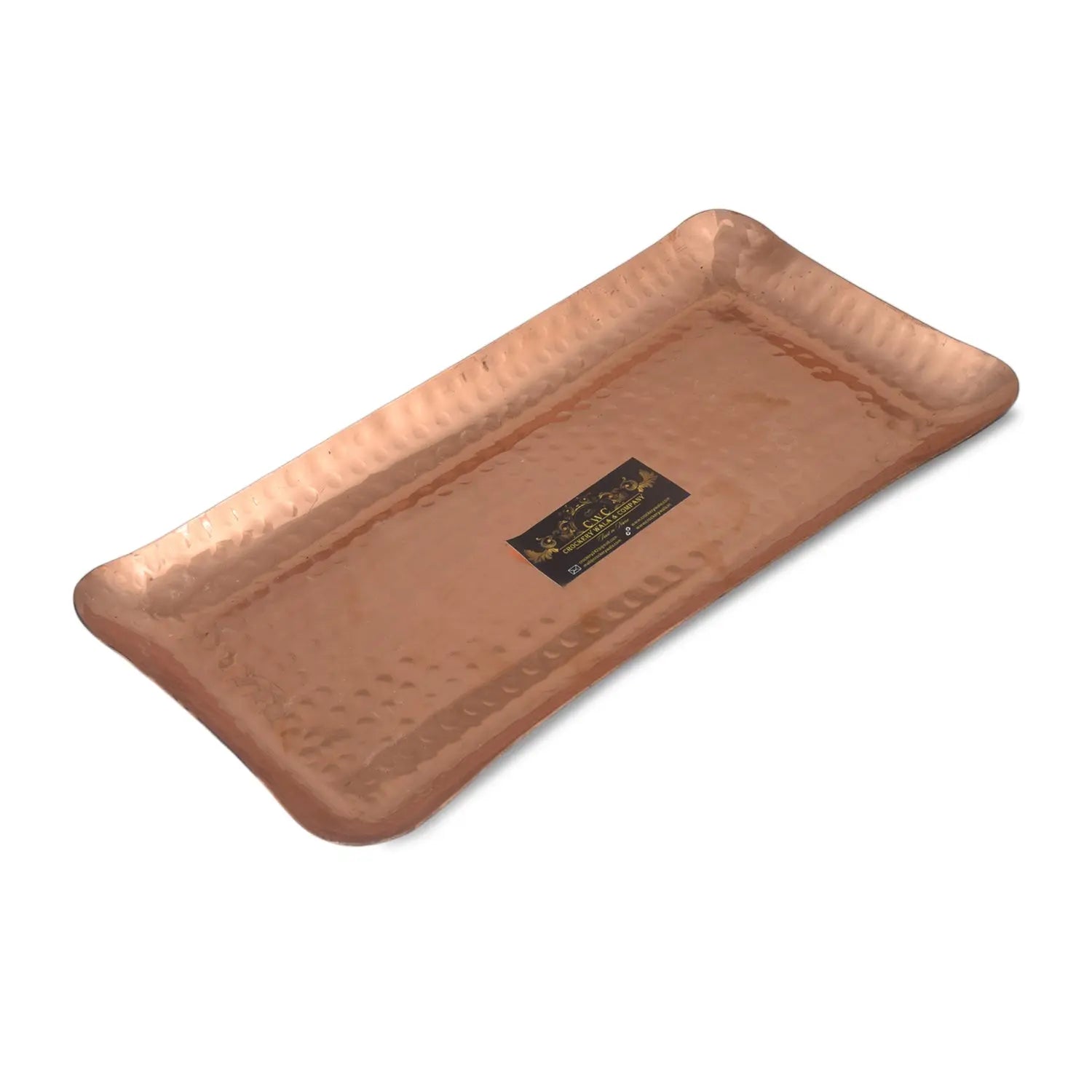 Pure Copper Tray, Platter, Plate Rectangle Hammered - CROCKERY WALA AND COMPANY 