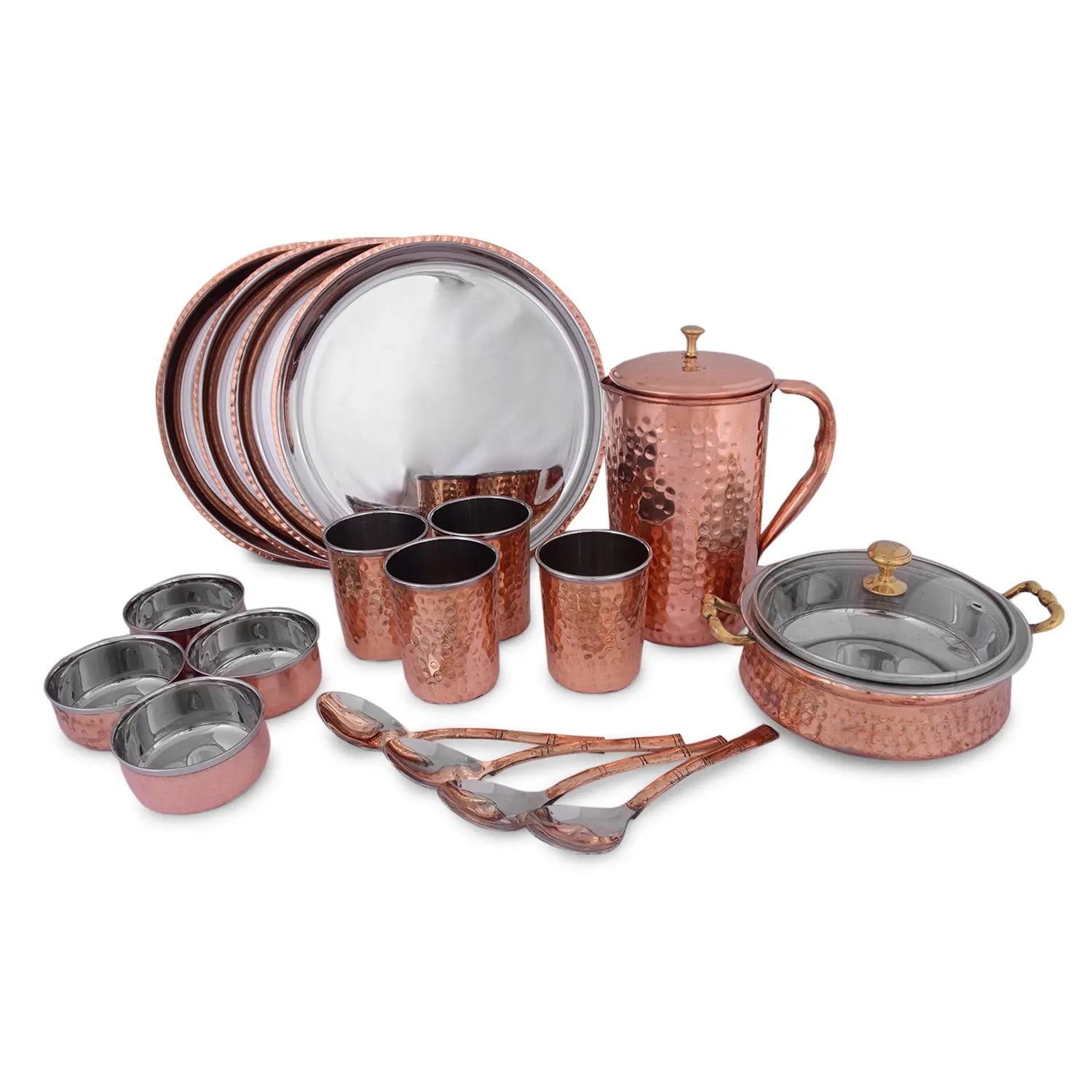 Crockery Wala And Company Royal Steel Copper Dinner Set 18 pcs - CROCKERY WALA AND COMPANY 