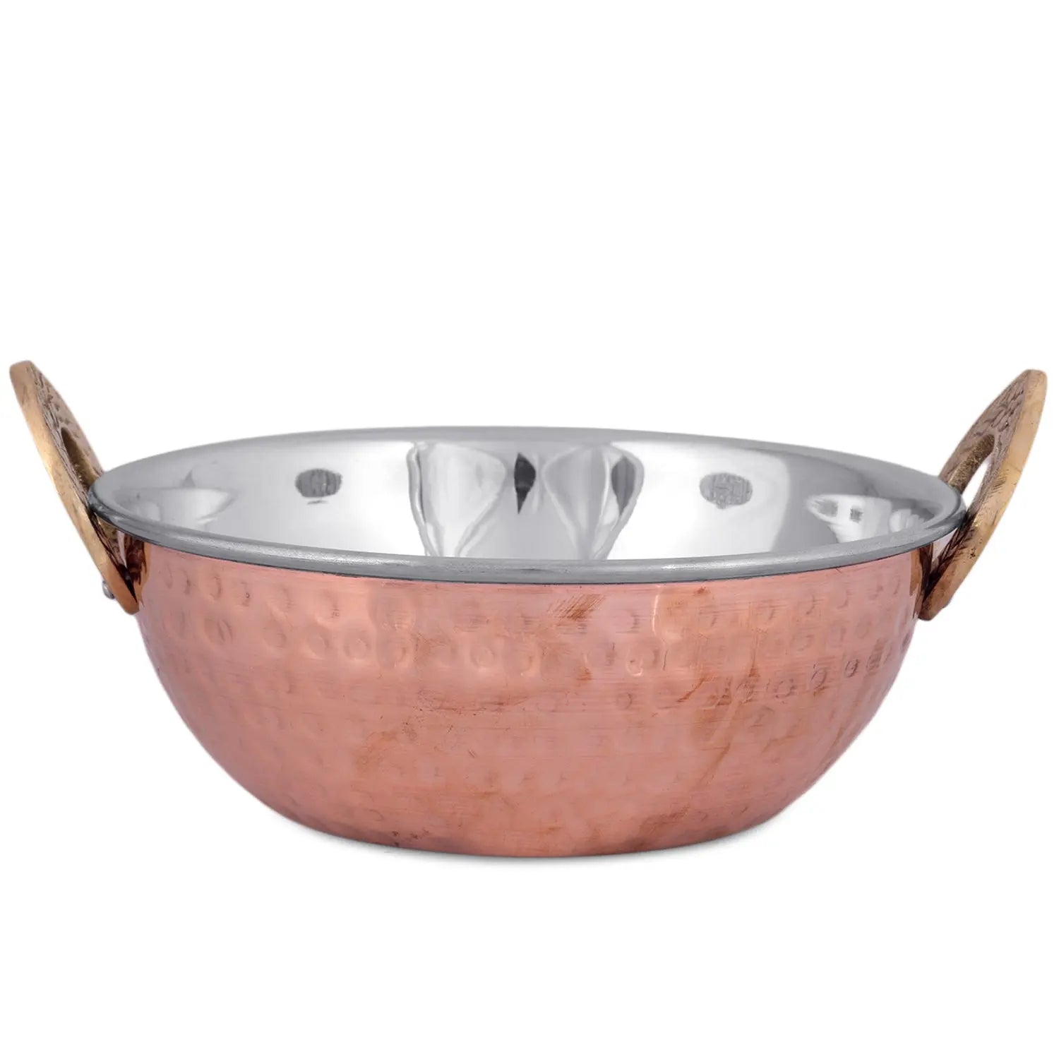 Crockery Wala And Company Steel Copper 1 Bucket Balti, 1 Handi Bowl, 1 Kadai, 1 Tava, Serveware Set, 4 Pcs - Crockery Wala And Company