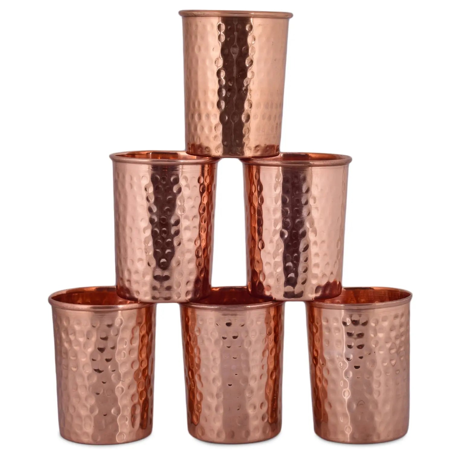 Hammered Copper Glass Set of 6