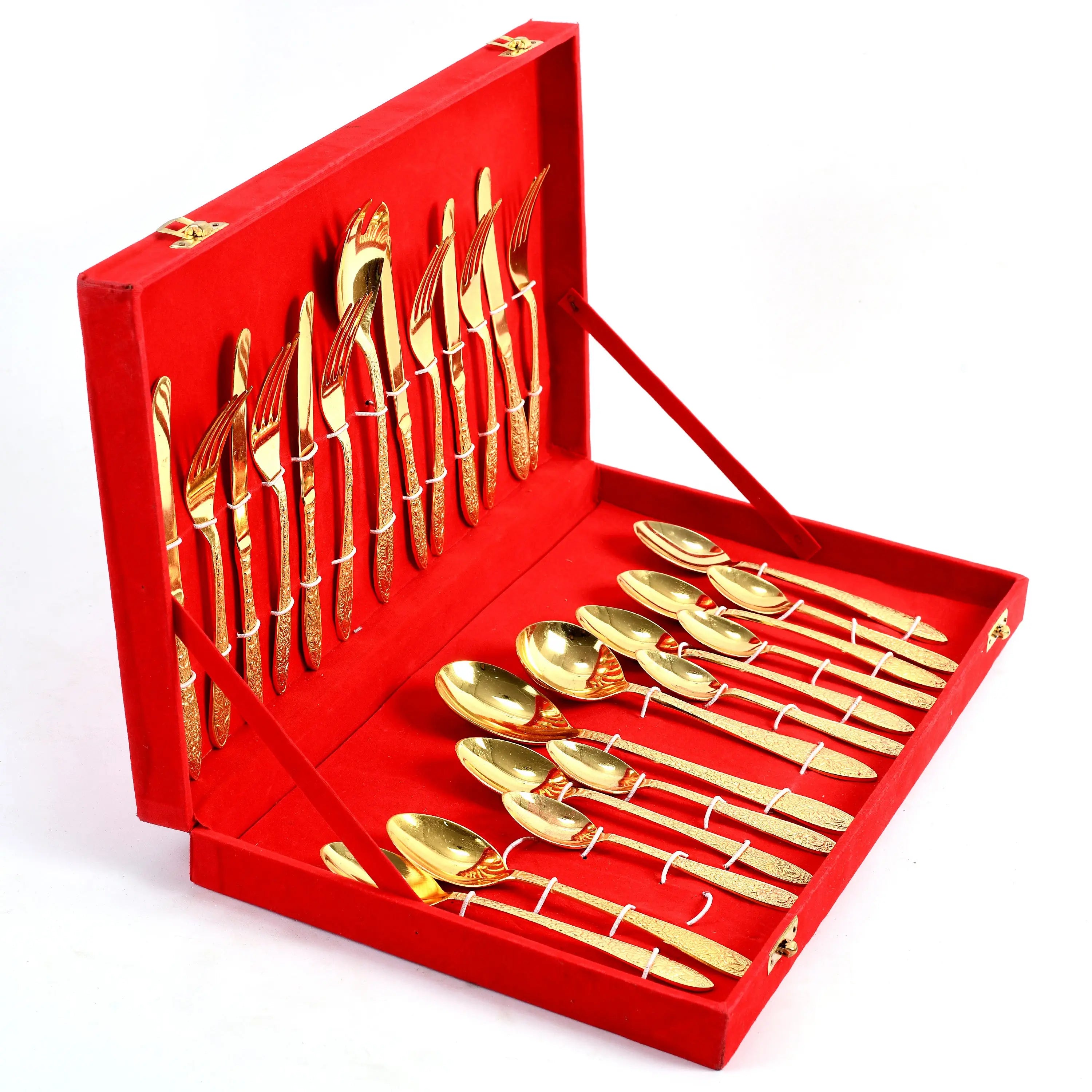 Pure Brass Cutlery Set For Gifting & Dining 26 pcs Set - CROCKERY WALA AND COMPANY 