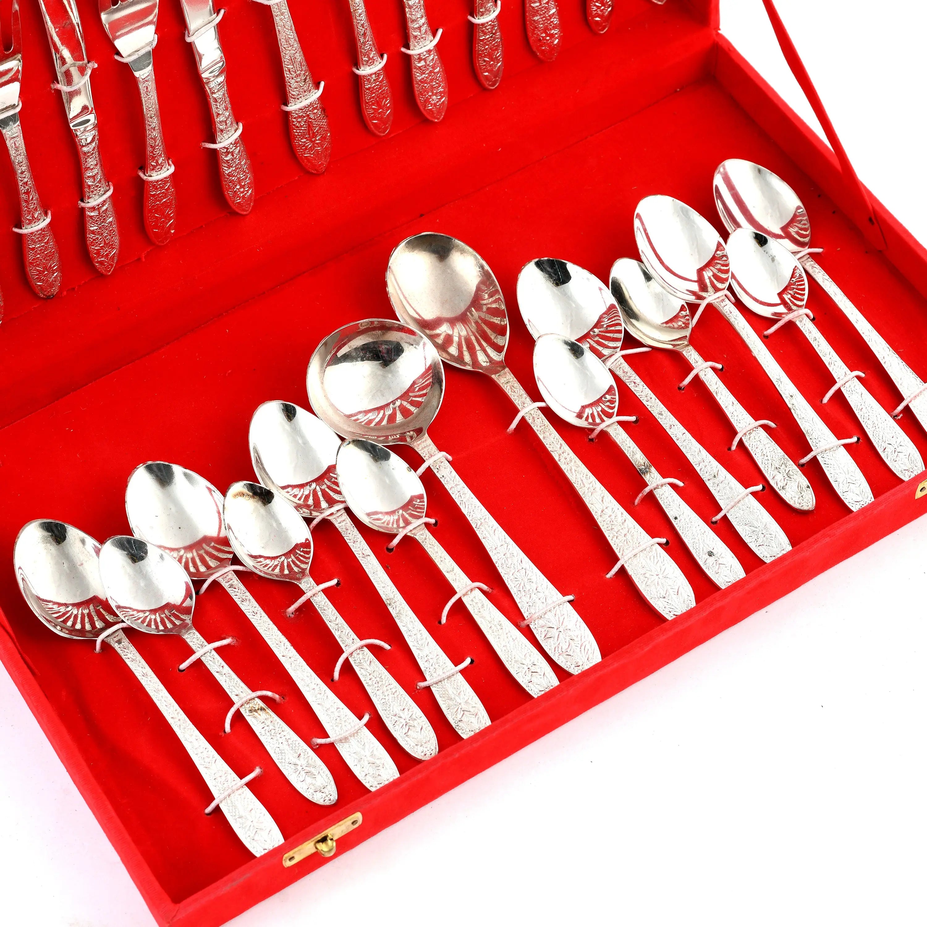 Pure Silver Cutlery Set For Gifting & Dining, Set of 27 Pcs - CROCKERY WALA AND COMPANY 