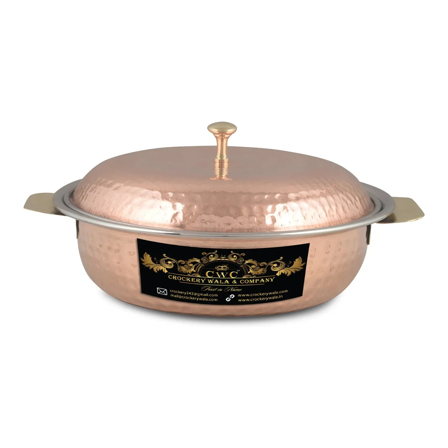 Copper Serving Donga With Copper Lid - CROCKERY WALA AND COMPANY 
