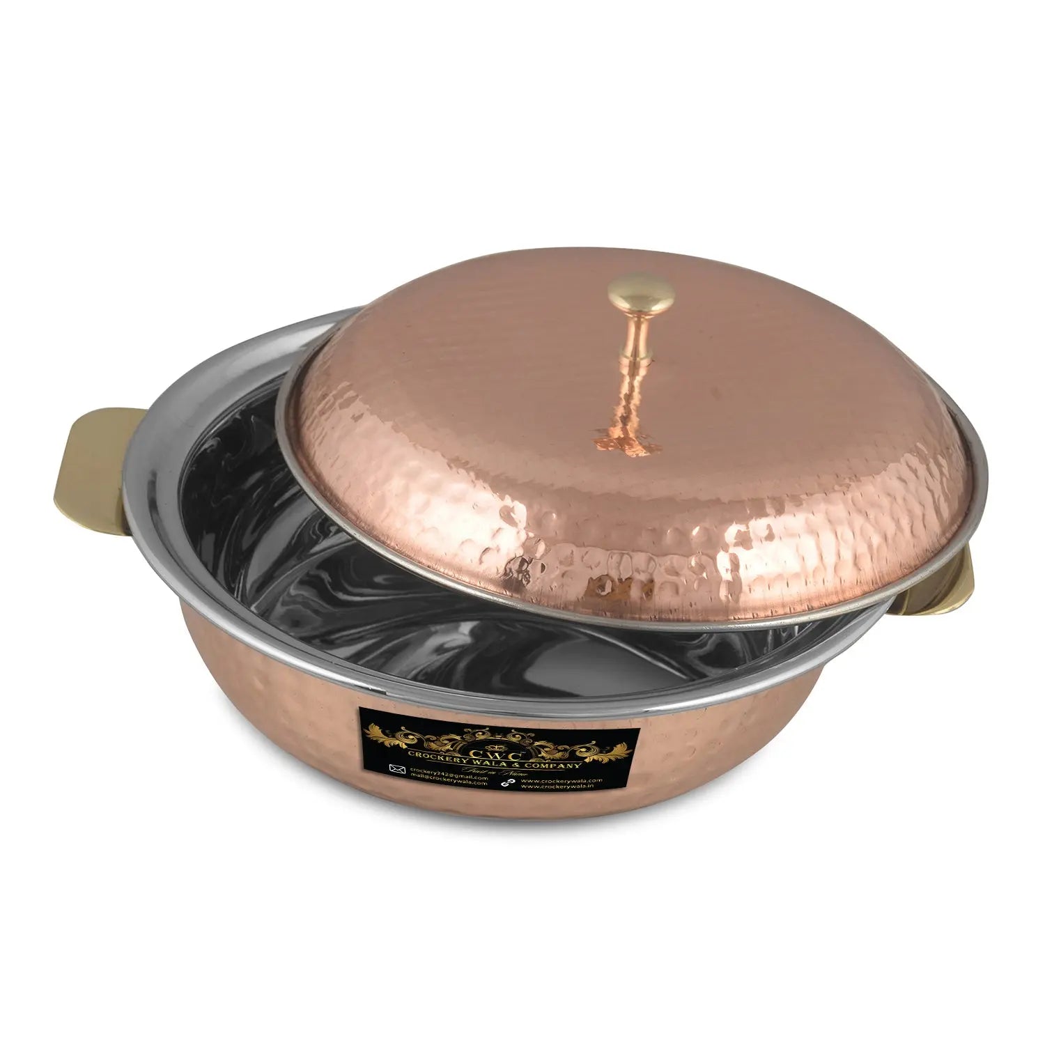 Copper Serving Donga With Copper Lid - CROCKERY WALA AND COMPANY 