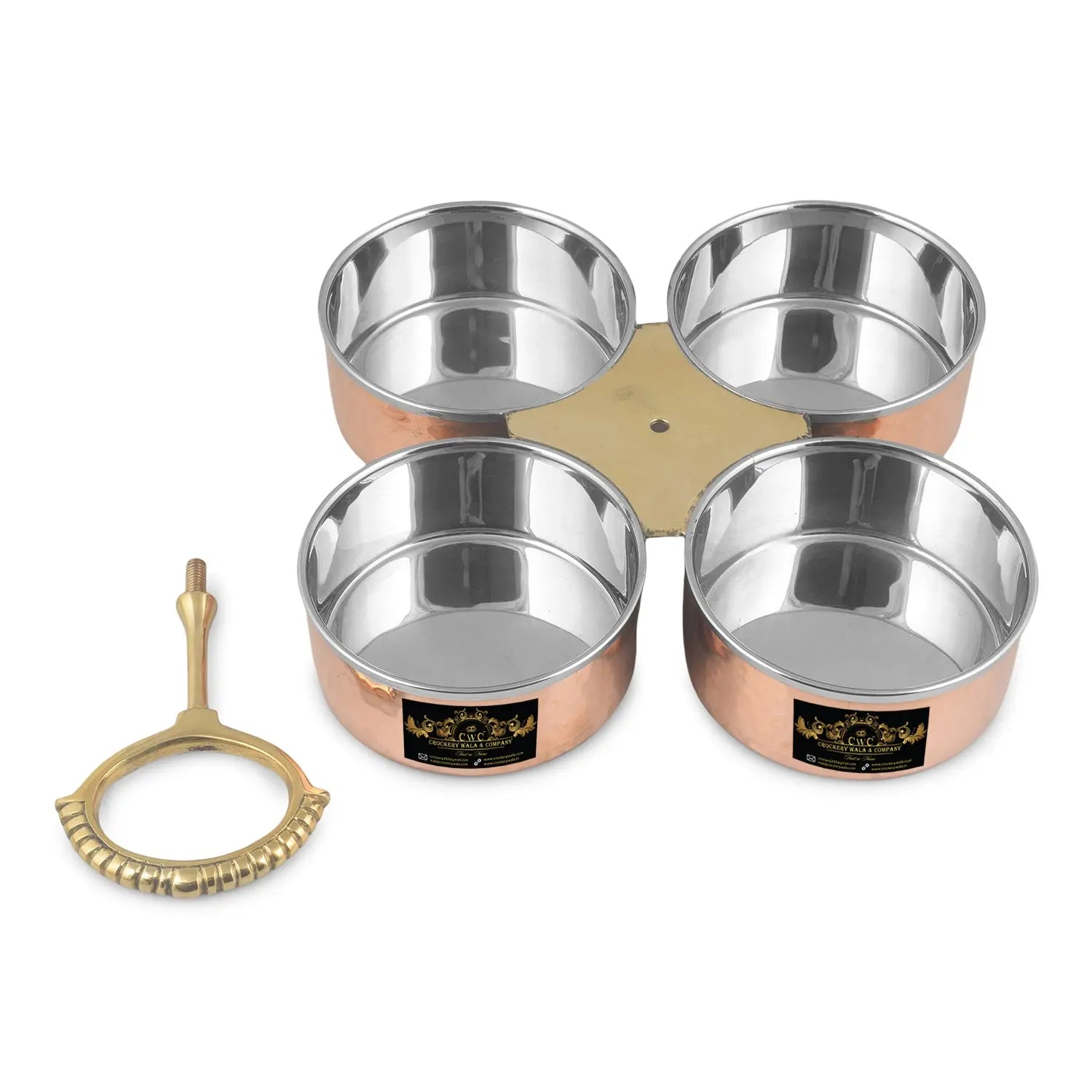 Copper Food Server Dish With Partition - CROCKERY WALA AND COMPANY 
