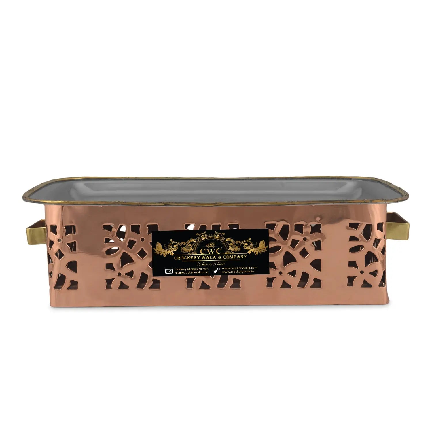 Pure Copper Snack Warmer For Serving In Parties Rectangle - CROCKERY WALA AND COMPANY 