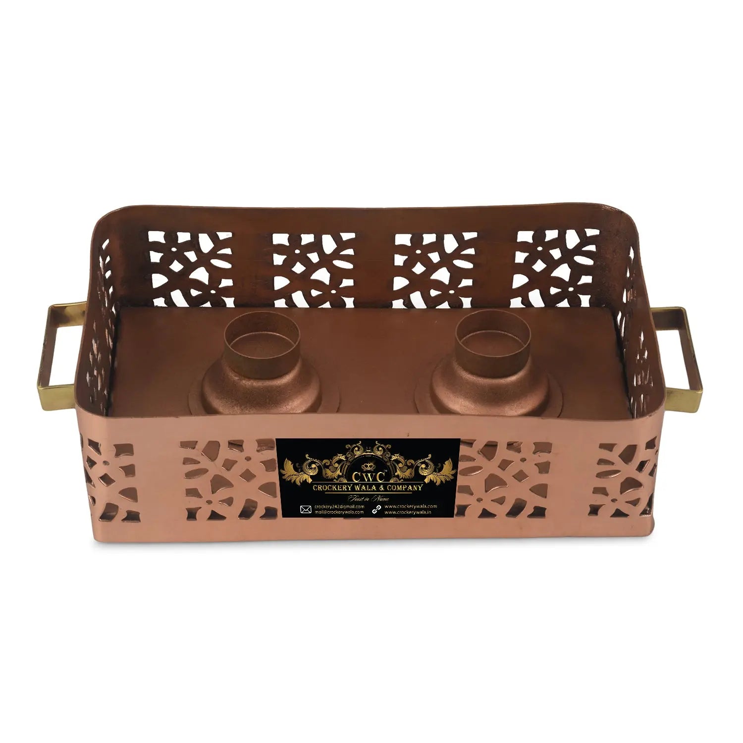 Pure Copper Snack Warmer For Serving In Parties Rectangle - CROCKERY WALA AND COMPANY 