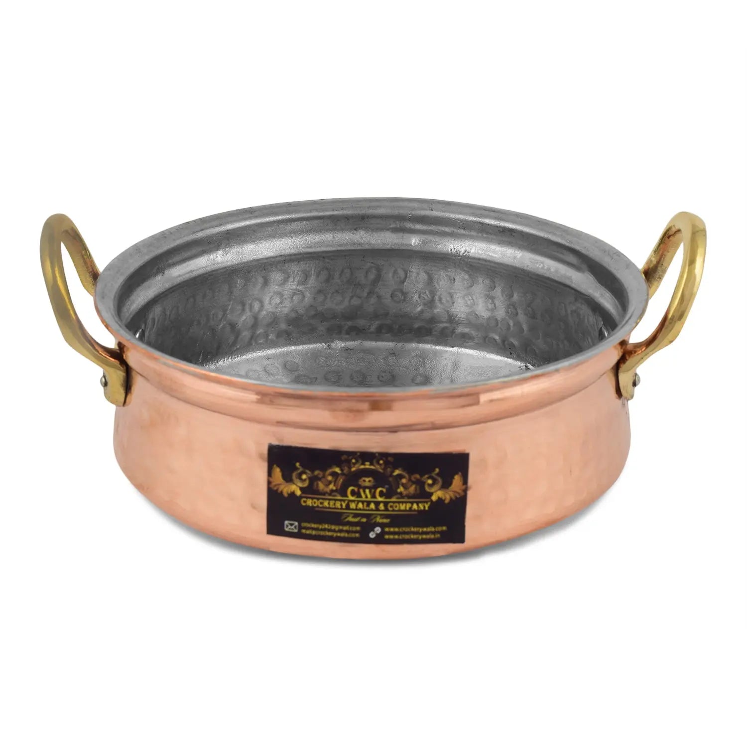 Copper Kalai Handi With Lid Hammered Design Handi For Cooking 2250 ml