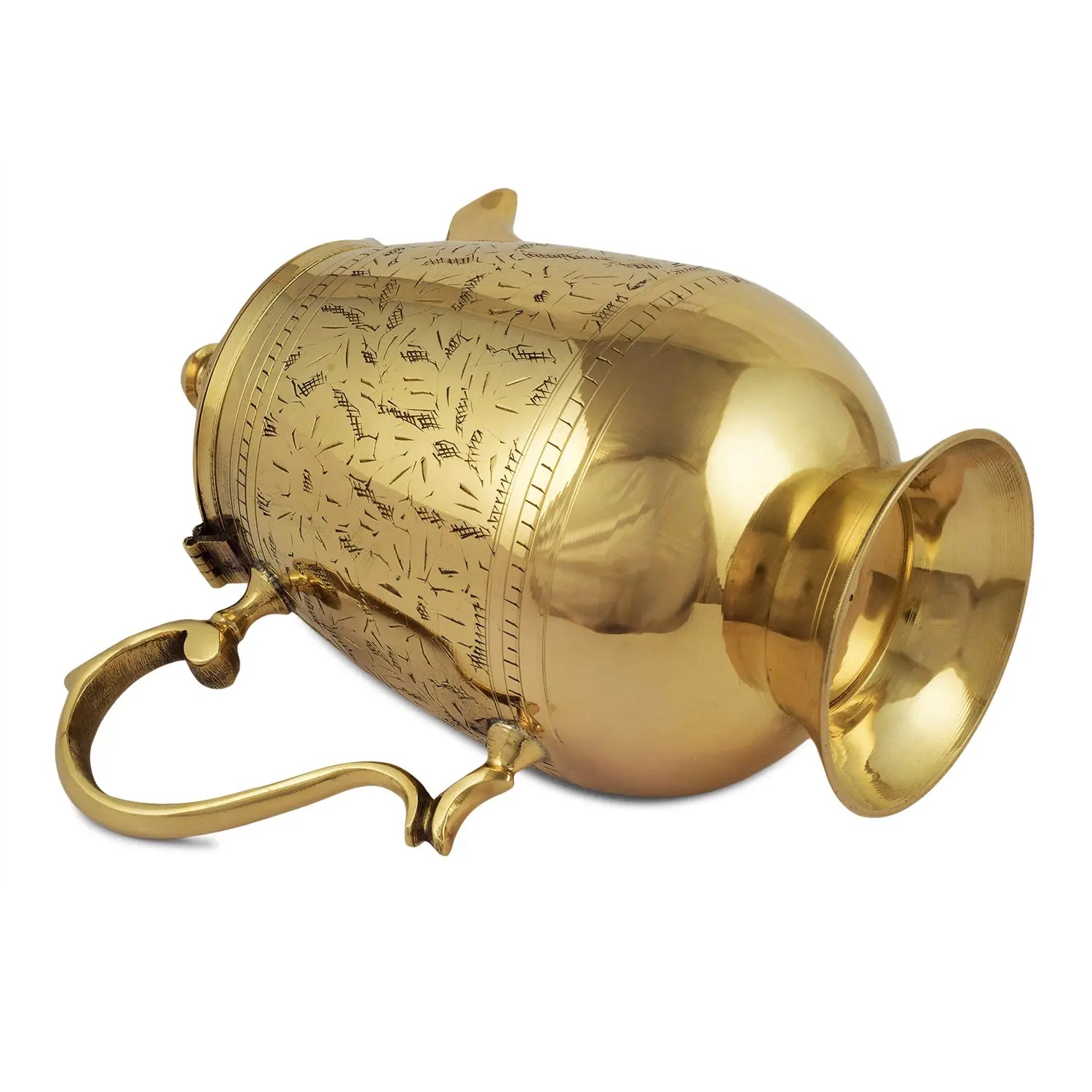 Pure Brass Barrel Design Jug Pitcher Jar with Lid for Storage & Serving Water Drinkware - CROCKERY WALA AND COMPANY 