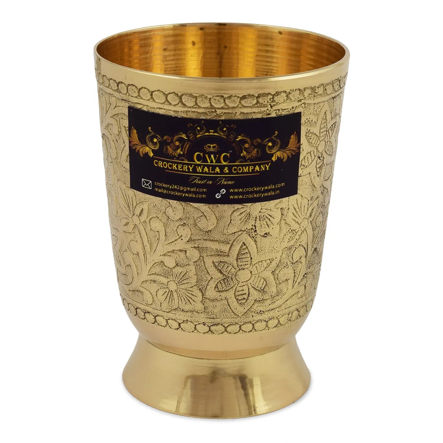 Crockery Wala And Company Brass Royal Mughalai Jug & Glass Brass Drinkware Serveware Set 750 ML || 1 Jug + 1 Glass - CROCKERY WALA AND COMPANY 