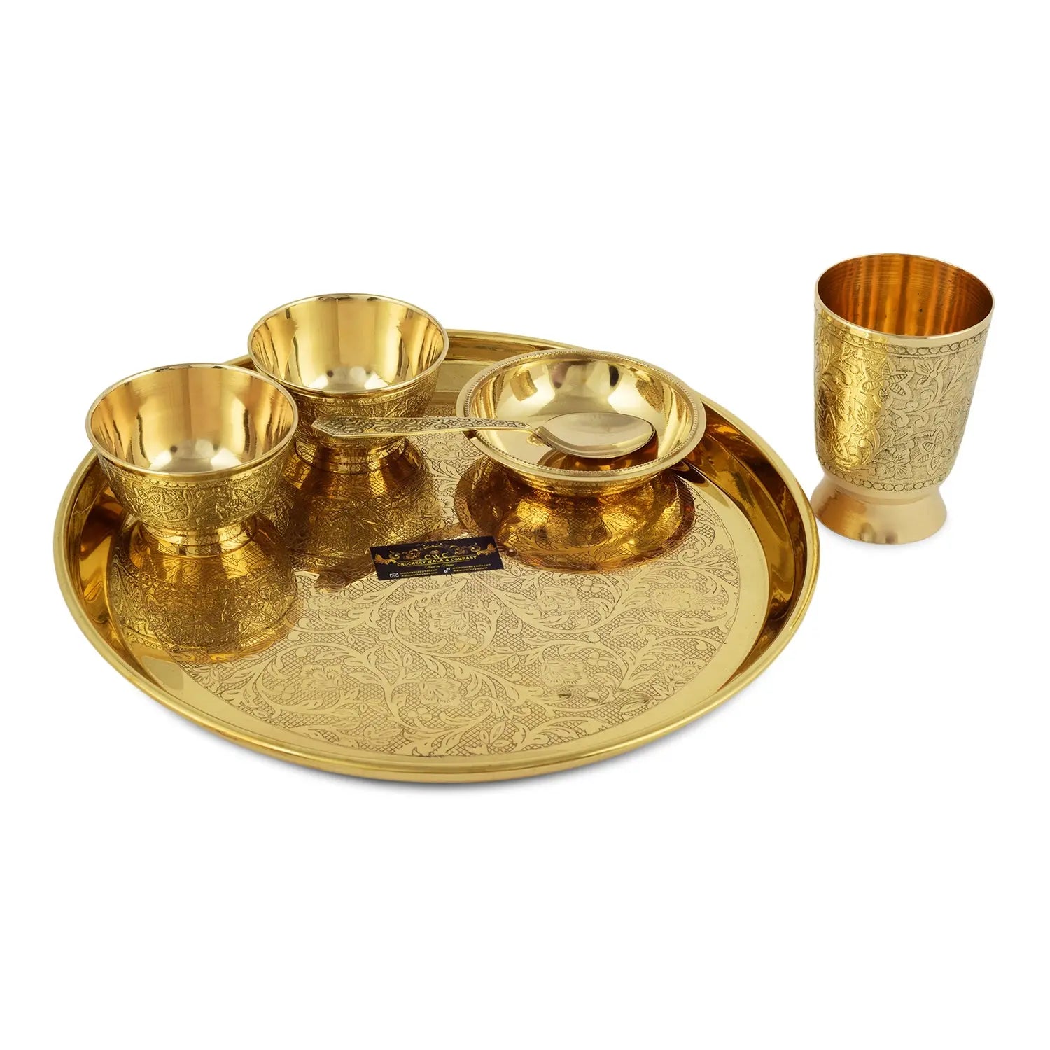 Brass Thali Set Dinner Set Rajwada Design - CROCKERY WALA AND COMPANY 