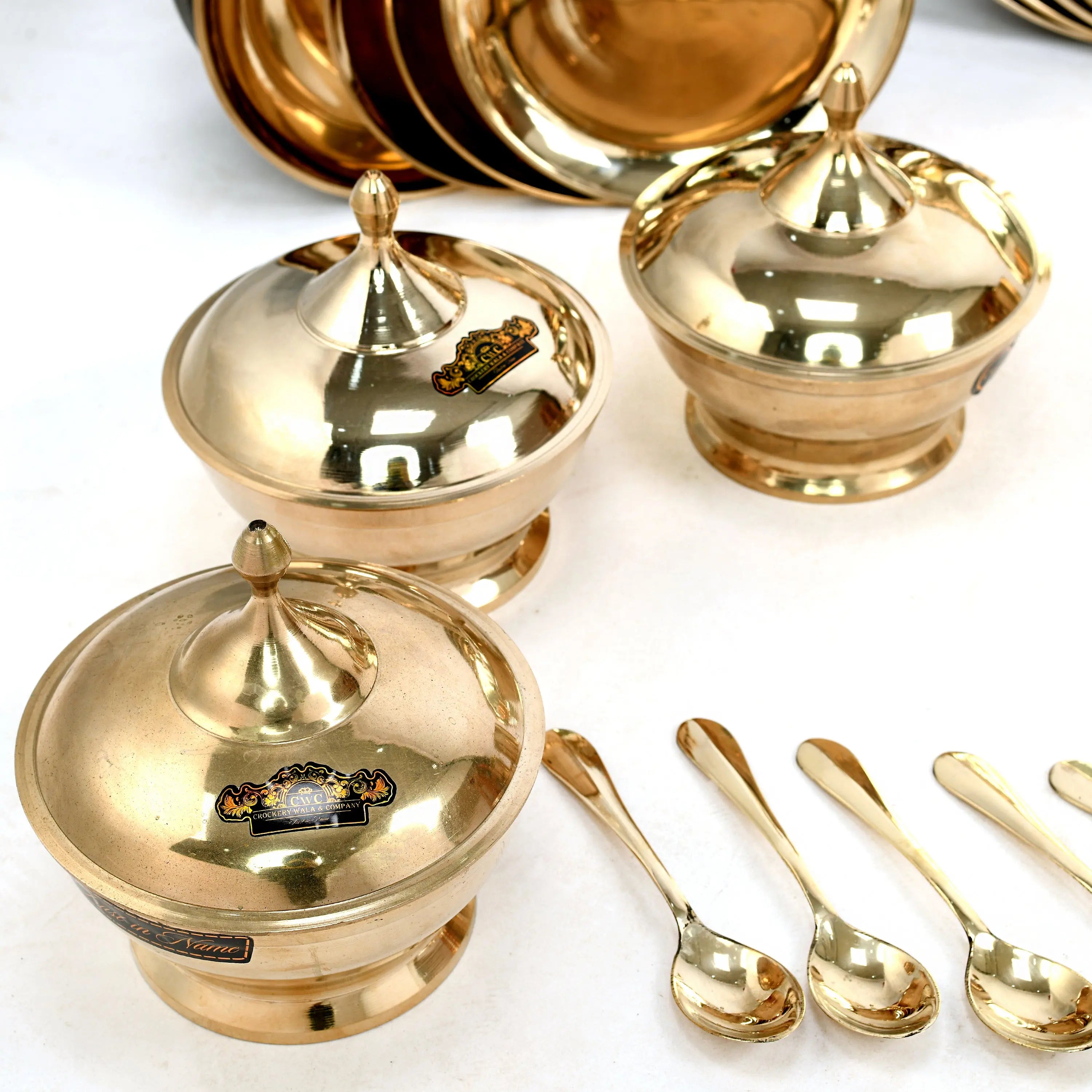 Crockery Wala And Company Pure Bronze Dinner Set Of  69 Pcs Kansa Dinner Set Royal Designer Dinnerware Serveware - CROCKERY WALA AND COMPANY 