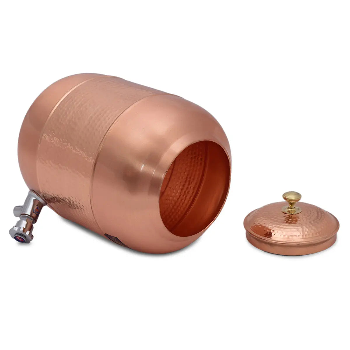 Pure Copper Storage Pot Tank Matka Dispenser With Tap & Stand & Glass - CROCKERY WALA AND COMPANY 