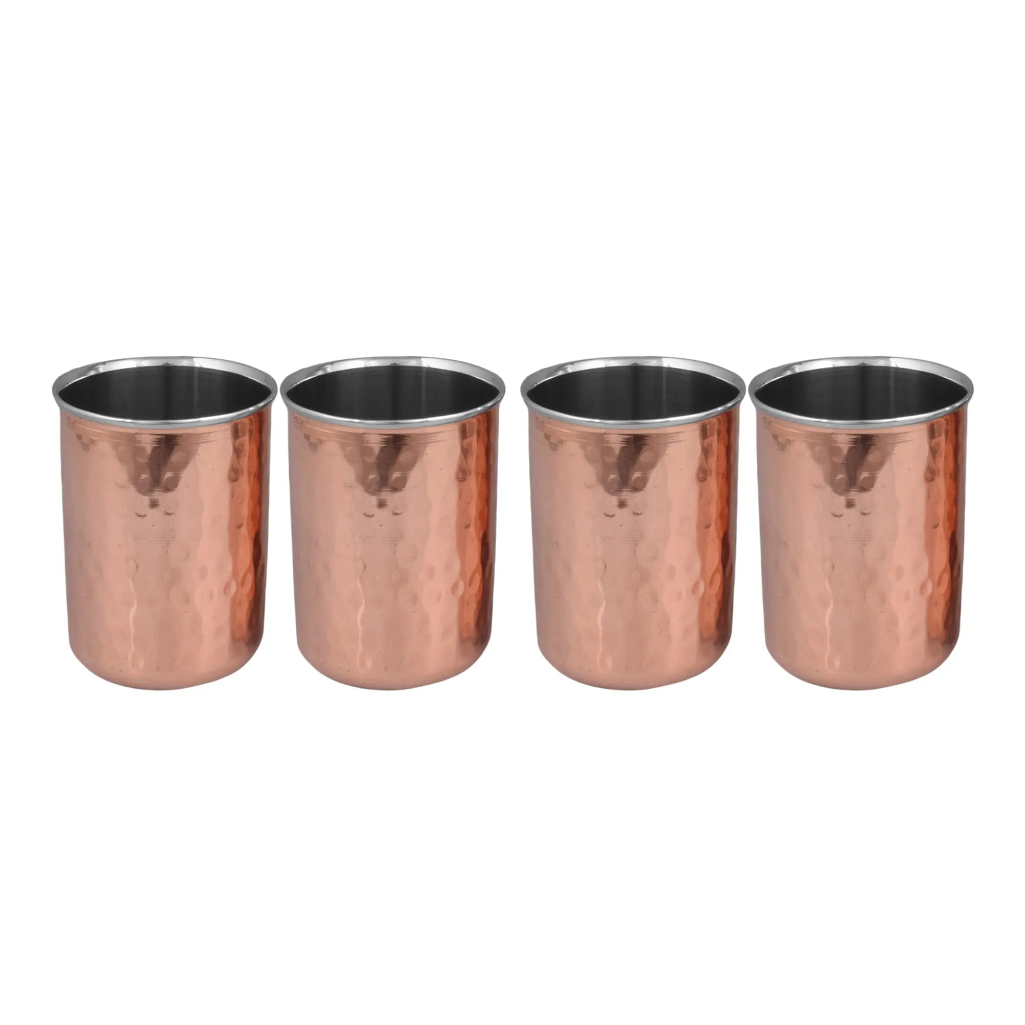 Copper Glass Set of 6 Outer Copper Inner Steel - CROCKERY WALA AND COMPANY 