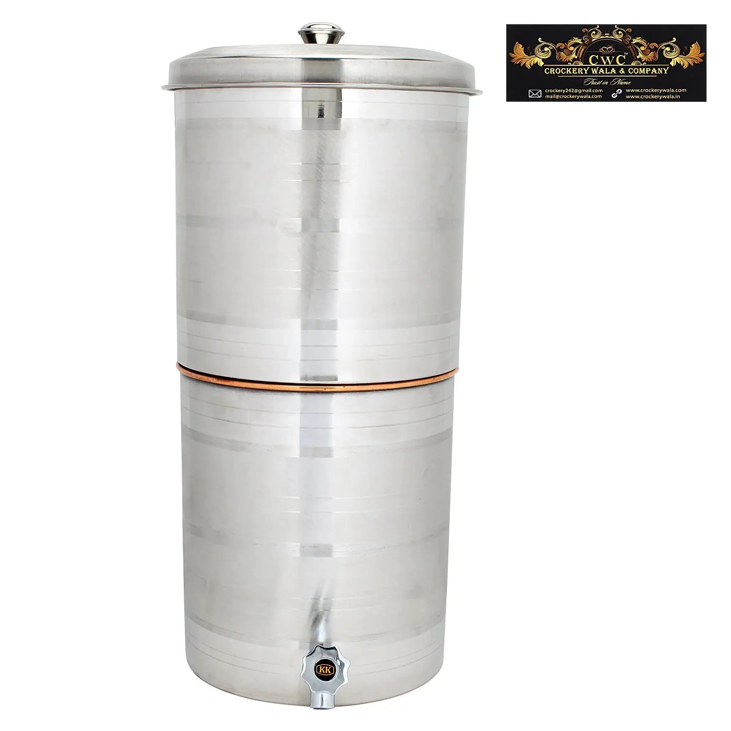 Copper Water Filter With Inner Copper & Outer Steel - CROCKERY WALA AND COMPANY 