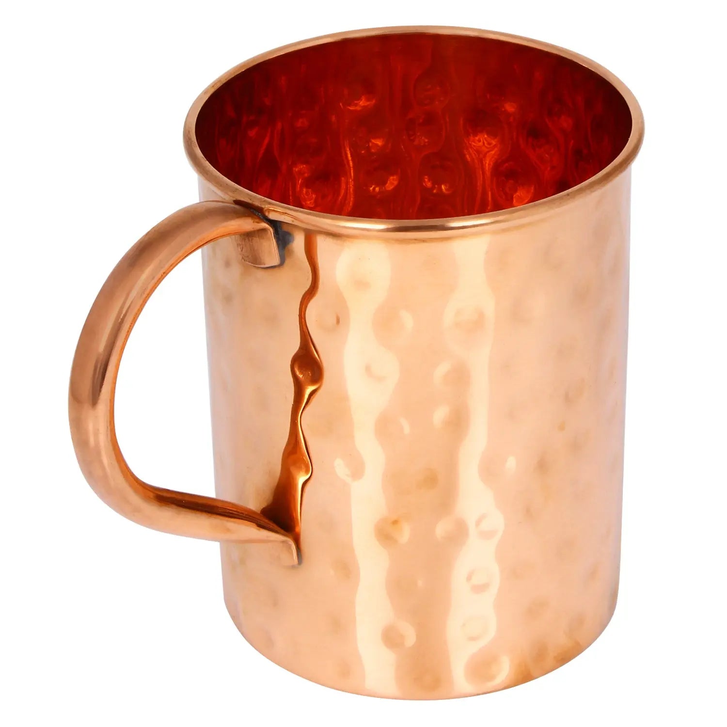 Crockery Wala And Company Copper Hammered Glass Mug Cup Copper Glass Tumbler, Mug With Handle 400 ML, 1 Pc - CROCKERY WALA AND COMPANY 