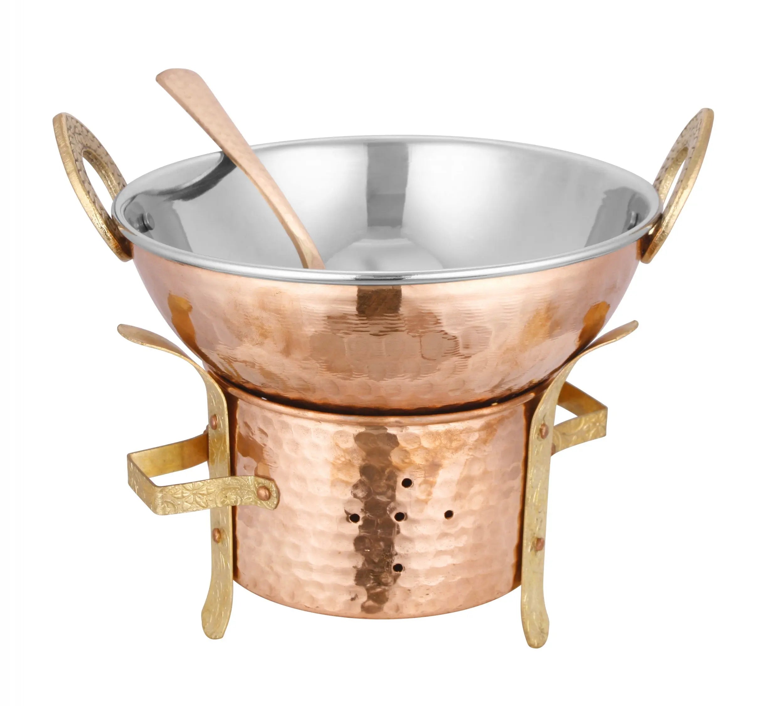 Copper Karhai Serving Set Pot Pan For Cooking - CROCKERY WALA AND COMPANY 