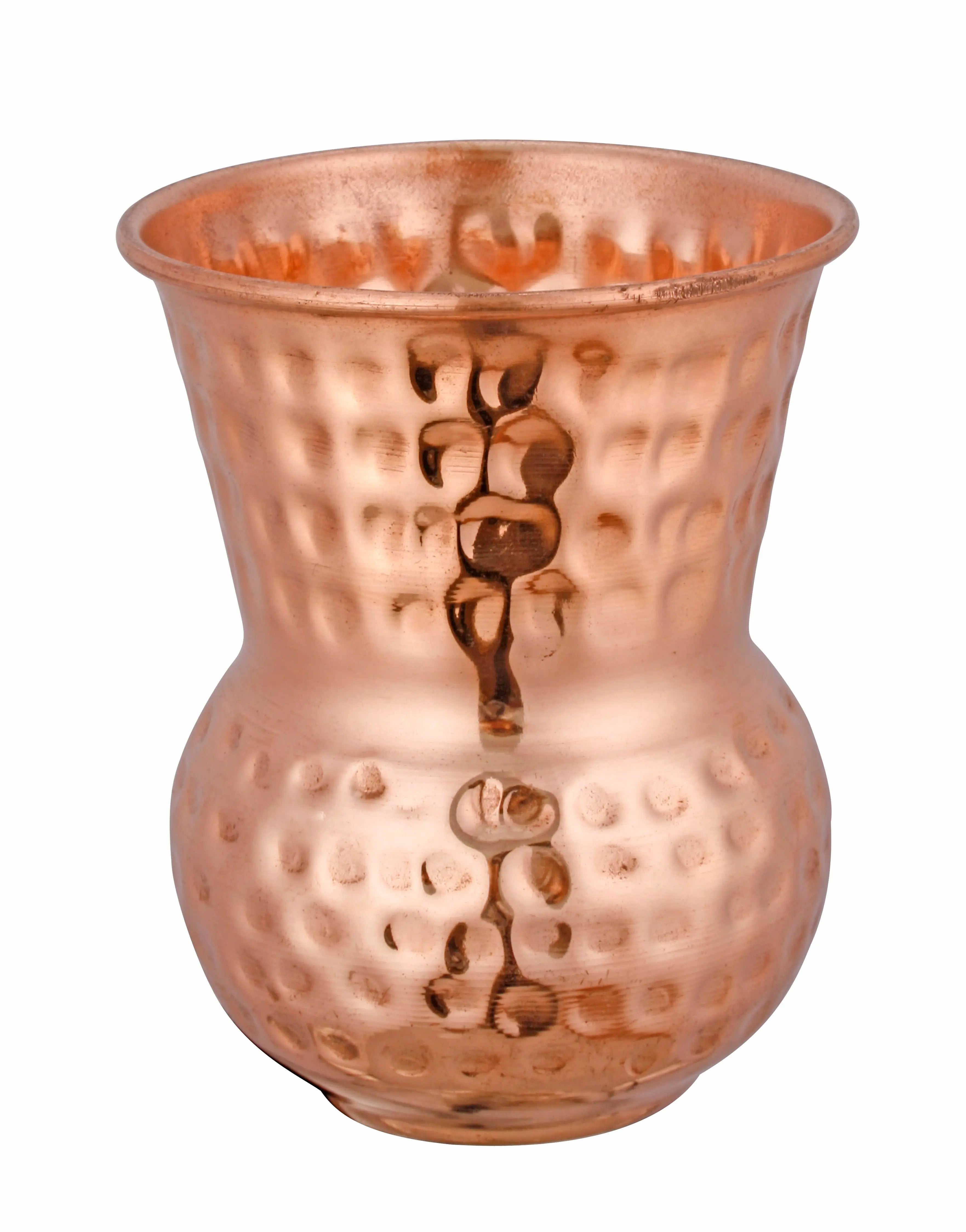 Crockery Wala And Company Handmade Pure Copper Glass Matki Shape 350 ml Each - Crockery Wala And Company